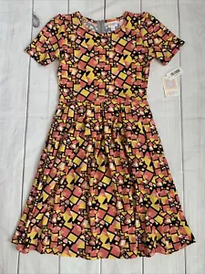 Abito donna LuLaRoe Amelia medio colorato manica corta cerniera schiena pieghettato - Foto 1 di 8