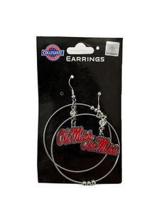 Ole Miss Rebels 2” hoop Logo Earrings ncaa mississippi - Picture 1 of 3