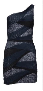 Vestido Tadashi Shoji Para Mujer Talla 6 Formal Cóctel Azul Negro Lentejuelas Noche - Imagen 1 de 8