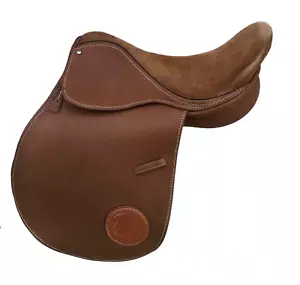 Neu Polo Sattel Wildleder Sitz Leder 16" Vollkontakt Allzweck Englisch Braun - Bild 1 von 9