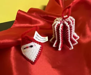 Vintage ADORNOS DE NAVIDAD HECHOS A MANO GANCHILLO A PUNTA DE AGUJA - Imagen 1 de 5