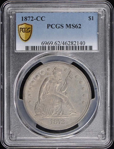1872-CC $1 Liberty Seated Dollar PCGS MS62 Cover
