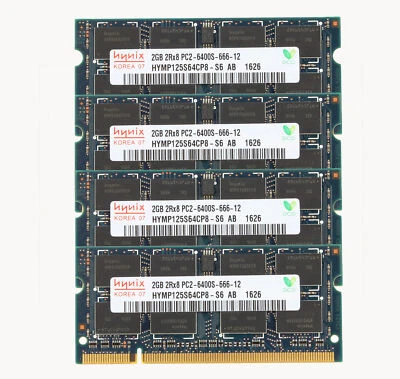 4x Hynix 2GB 2RX8 DDR2 800MHz PC2-6400S 200PIN SODIMM Laptop RAM Memory 200Pin - Image 1 of 4