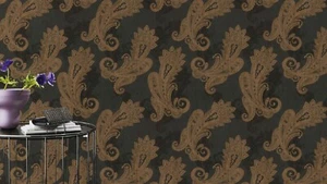 Rasch non-woven wallpaper 746464 black gold metallic Indian paisley (4,09£/1qm) - Picture 1 of 4