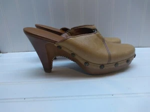 Cole Haan Women 8B 39 Brown Leather Slip On Wedge Heel Mule Pump Sandals Shoes - Picture 1 of 9