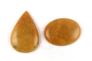 2 Pcs Natural Yellow Aventurine Oval Pear Shape Smooth 80 Carat Cabochon - Picture 1 of 6