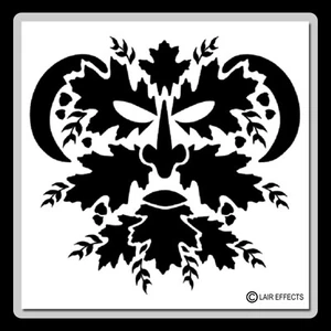 12 X 12 GREEN MAN Face STENCIL Horns/Leaves/Nature/Acorns Greenman template - Picture 1 of 6
