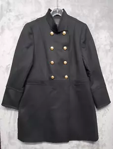 Talbots Coat Womens 14 Black Double Breasted Pea Coat Lined Military Style Heavy - Picture 1 of 18