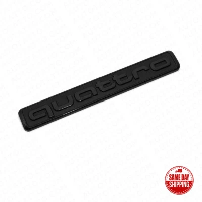 Audi Black Quattro Nameplate OEM ABS Emblem Liftgate Adhesive Logo Lid Badge - Image 1 of 4