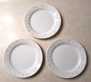 Vintage Homer Laughlin Best China White Gold Stars Plates 9" Lot Set of 3 MCM - Picture 1 of 11