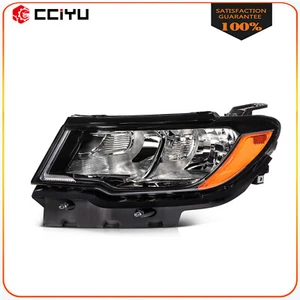 Left Driver Side For 2017-2021 Jeep Compass Headlight Assembly Black Housing - Picture 1 of 8