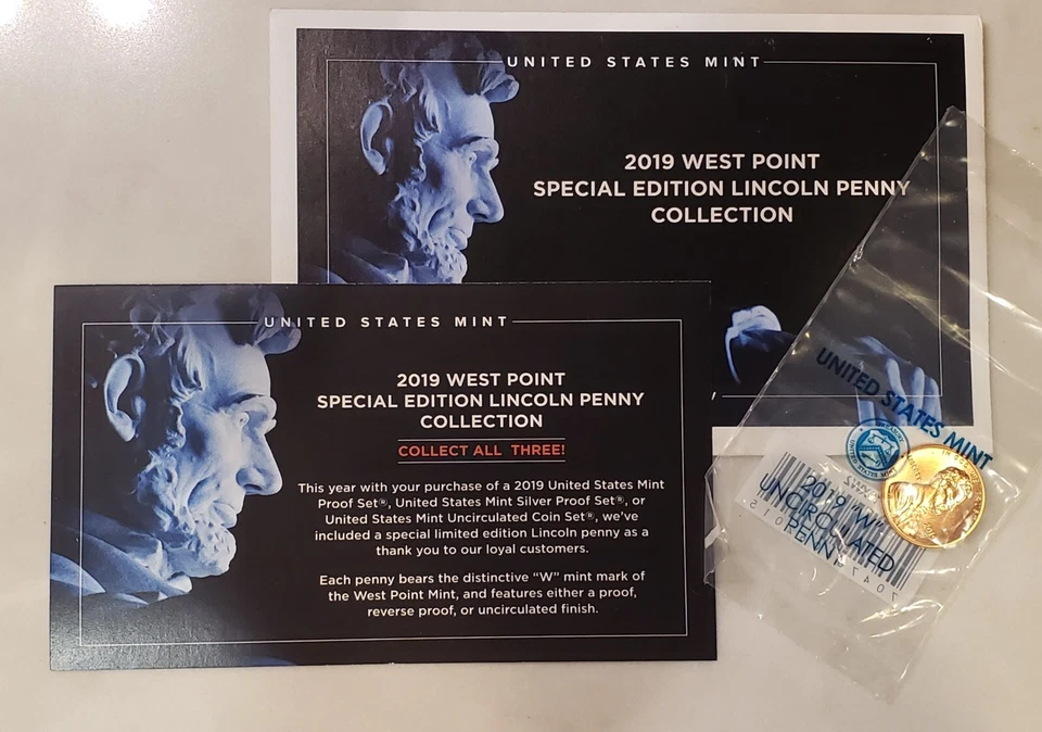 2019 W Uncirculated Lincoln Shield One Cent Coin West Point Mint Package and COA - Image 1 of 1