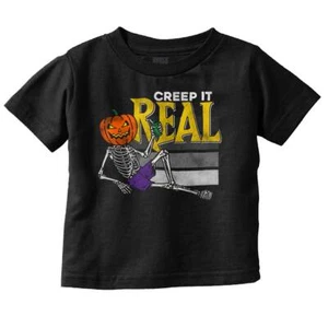 Halloween Skeleton Pumpkin Creep It Real Toddler Boy Girl Youth T Shirt Tee - Picture 1 of 6