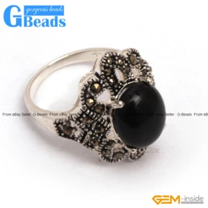 Oval Stone Beads Tibetan Silver Marcasite Ring 18x22mm Free Shipping 10X12mm - Picture 1 of 39