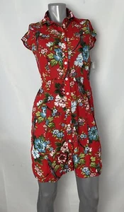 City Streets red Floral button down dress Size XS - Picture 1 of 8