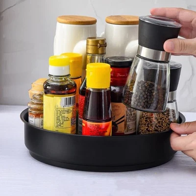 1pc Kitchen Seasoning Storage Tray Desktop Sundries Holder Fruit Plate (Black) - Image 1 of 4