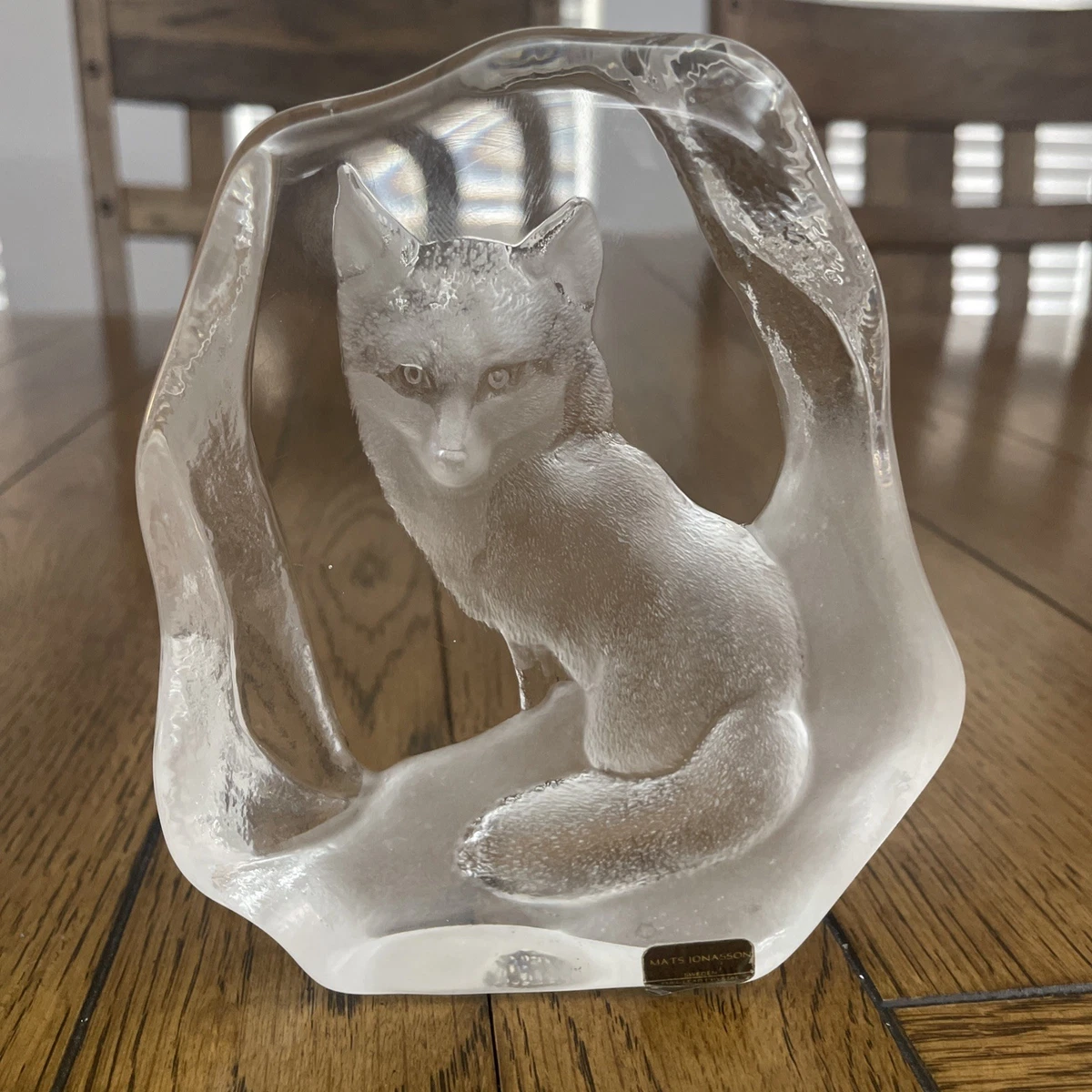 MATS JONSSON クリスタル 猫 レリーフ MATS JONSSON クリスタル 猫