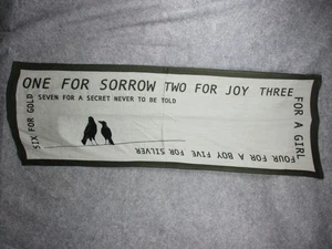 J Crew 1937 Scarf Womens Green OS 100% Wool nursery rhyme Birds counting magpies - Picture 1 of 18