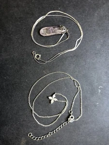 STERLING SILBER 925 Set Anhänger Halskette P9 Amethyst Blume Hänger Kristall Liebe - Bild 1 von 8