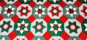 Vintage Christmas Star Cheater Quilt Fabric Panel 45" x 28" - Picture 1 of 3