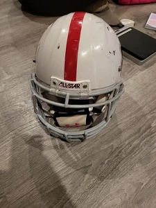 ALL-STAR YOUTH Medium (Y14U) WHITE FOOTBALL HELMET with I Bar Vision FACE MASK - Picture 1 of 7