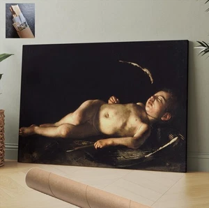 Mythology Cupid Caravaggio Baroque Canvas Wall Art 30X20Inch - Picture 1 of 3