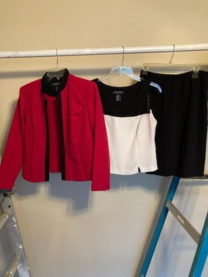 Traje Falda Perceptions Rojo/Blanco/Negro - Talla 8P Foto 1 de 4