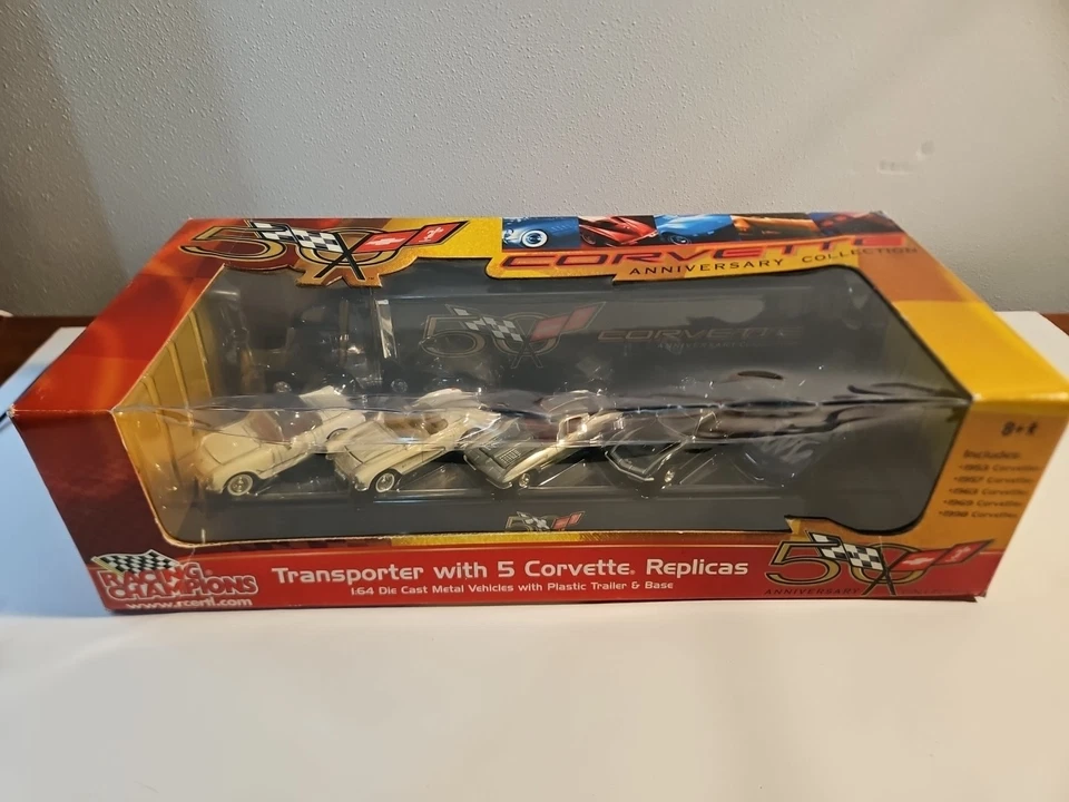 2002 Racing Champions 50th Anniversary TRANSPORTER W/5 Corvette Replicas