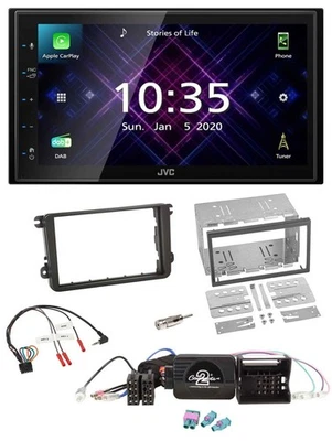 JVC DAB 2DIN Lenkrad Bluetooth USB Autoradio für VW Amarok Beetle EOS Caddy Golf - Bild 1 von 4