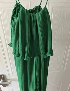 Zara Green Plisse Jumpsuit Size XS - Picture 1 of 5