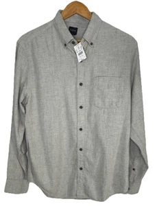 J.CREW Shirt Brushed Twill Mens Medium Classic Casual Button-Down Gray NEW - Picture 1 of 8