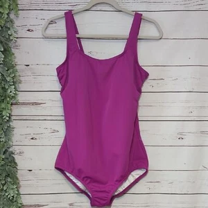 Land's End Tugless Womens Tummy Control One Piece Swimsuit Solid Magenta Pink 16 - Picture 1 of 15