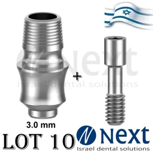 Lot x 10 Internal Non hex T Base CAD Mis Sirona fit concave 3 mm - Picture 1 of 3