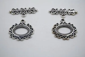 Scroll Frame Toggle Clasp Antique Silver Tone - Picture 1 of 8