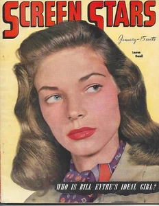 Screen Stars January 1946 Lauren Bacall Cover Fine Plus Vintage Magazine - Picture 1 of 2