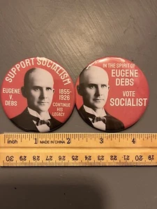 "LOTE Juego de Botones Retrocededores Eugene Debs Conmemorativo Socialista Político 2,25" - Imagen 1 de 1
