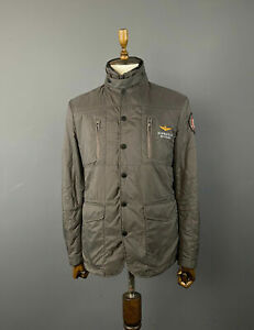 Men Aeronautica Militare Brown Full Zip Snap Quilt Jacket Size 50