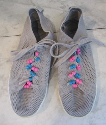 Rocket Dog Lt Gray Knit Women's Beaded Lace up Sneakers Size 8 EUR 38.5 - Image 1 of 4