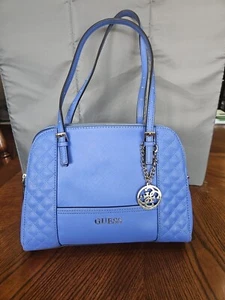 Guess Periwinkle (blue/purple) Handbag Shoulder Bag 13 x 10 Zip Pockets EUC - Picture 1 of 5