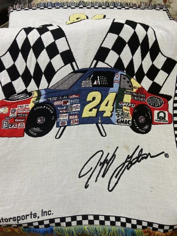 Vintage 1998 Rare Jeff Gordon NASCAR Knit Throw Blanket 53"x45" Cover