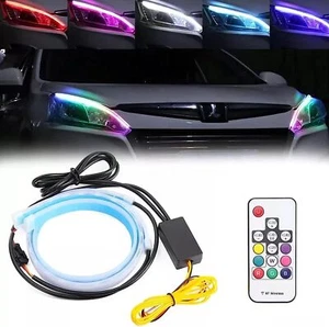 NEW 2x 60cm RGB Slim Sequential Flexible LED DRL Turn Signal Headlight Strips RC - Picture 1 of 10