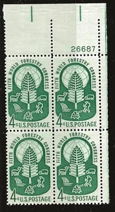 US Scott #1156, Plate Block #26687 1960 Forestry 4c FVF MNH Upper Right - Picture 1 of 1