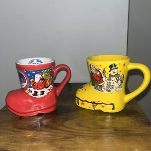 2 Christmas Market Boot Mug Germany Yellow Koessinger Red Weihnachts Kolner Dom - Picture 1 of 15