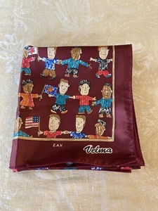 Neu ohne Etikett Vintage Velma KINDER ERSTER Schal MEHRFARBIG 35" quadratisch Korea - Bild 1 von 10