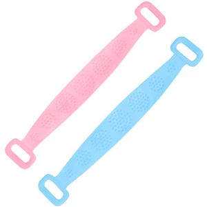 2 Pcs Bath Towel and Belt Silicon Exfoliating Body Scrub Back Shower - Picture 1 of 12