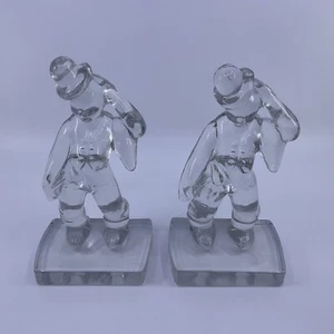 New Martinsville Glass Co The Woodsman Bookends 1941.  Hunter / Clown Figurine - Picture 1 of 6