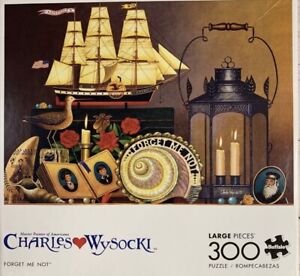 Charles Wysocki Forget Me Not 300 Large Piece Jigsaw Puzzle Ship Nautical Roses