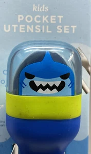 Juego de utensilios de bolsillo Zoku, azul | Tenedor de acero inoxidable Baby Shark, cuchillo, cuchara regalo para niños - Imagen 1 de 4