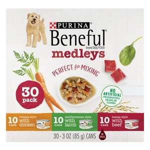 Beneful Medleys Variety Pack Wet Dog Food 30 Count Beef Chicken Lamb Flavors - Picture 1 of 13