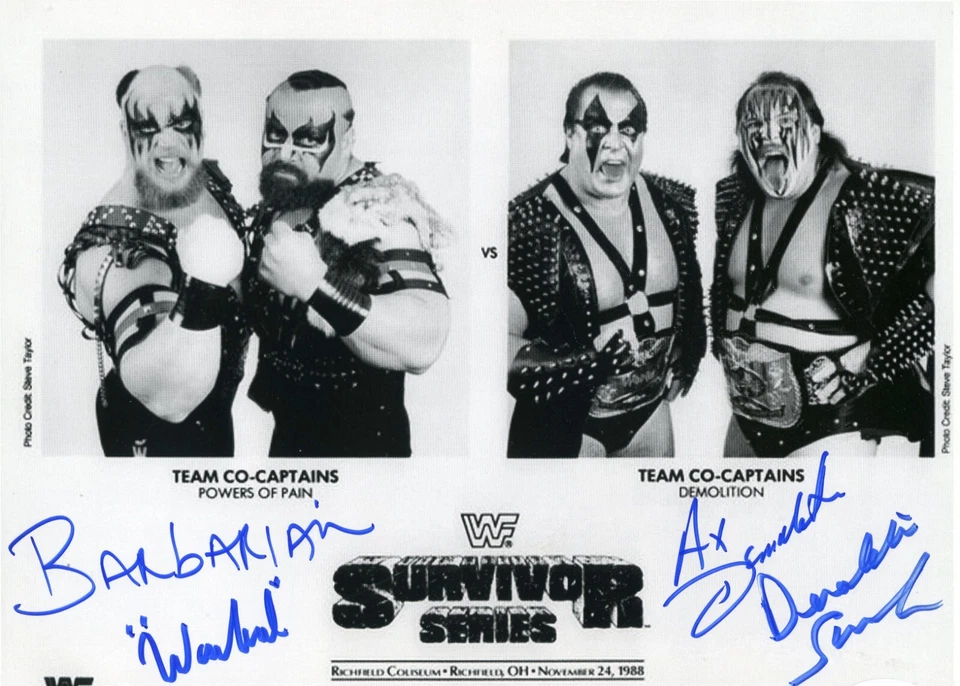 *SURVIVOR SERIES PROMO* POWERS OF PAIN & DEMOLITION QUAD SIGNED 8x10 JSA AUTO - Image 1 of 1